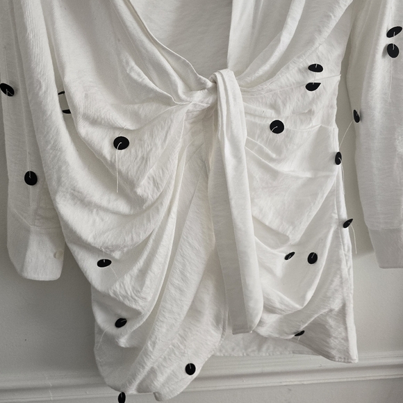 Jacquemus Bahia twist front polka dot embellished twill mini dress new - Picture 8 of 13